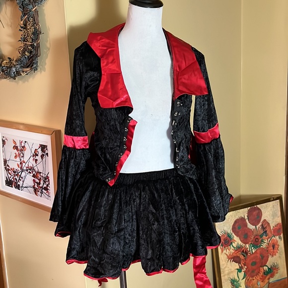 Vtg Sexy Vamprie Size Small/Medium VELVET VAMP by Delicious Corset Skirt Hat - Picture 5 of 16